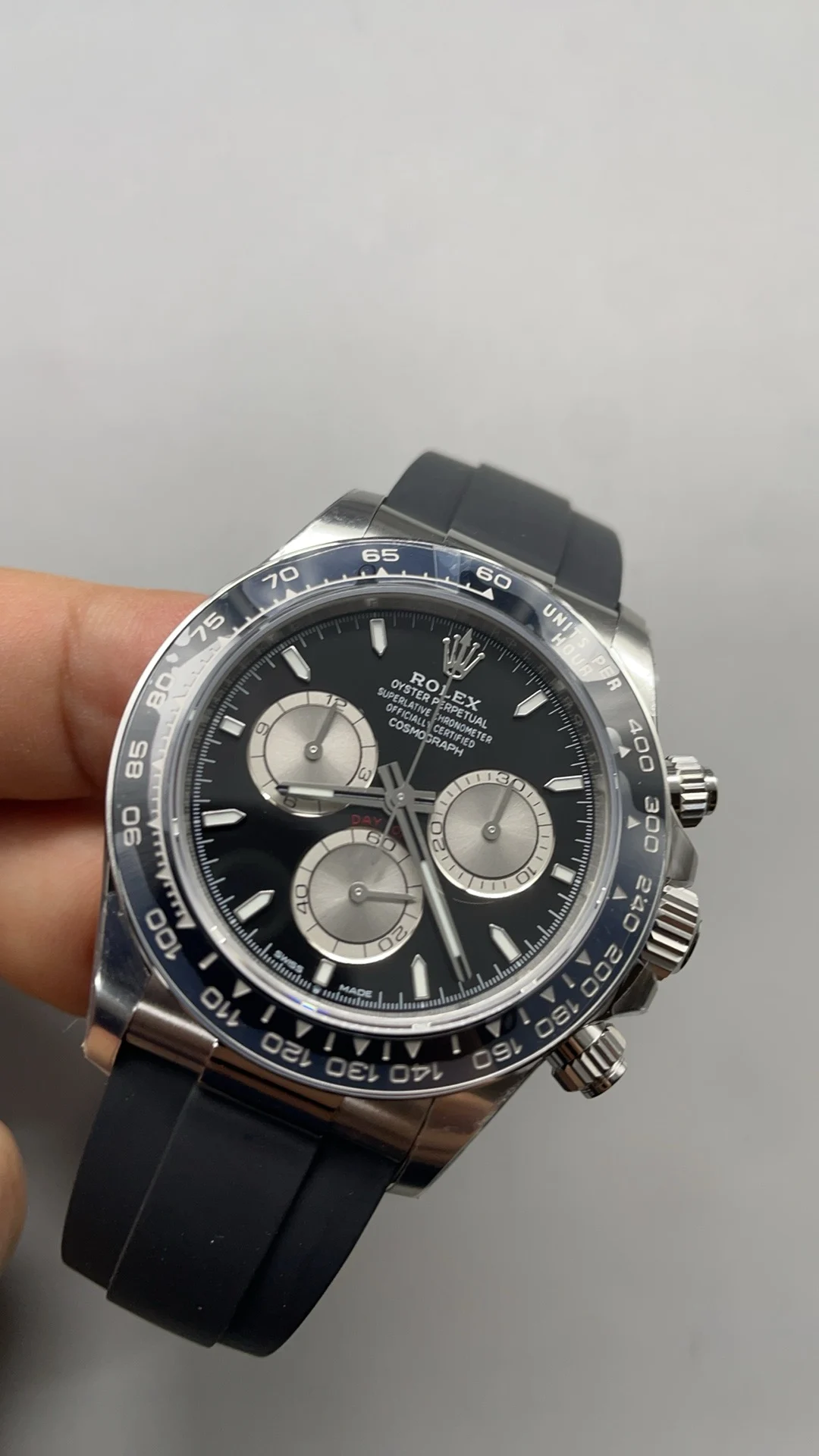 Rolex Daytona Black Dial — photographed off the sweep