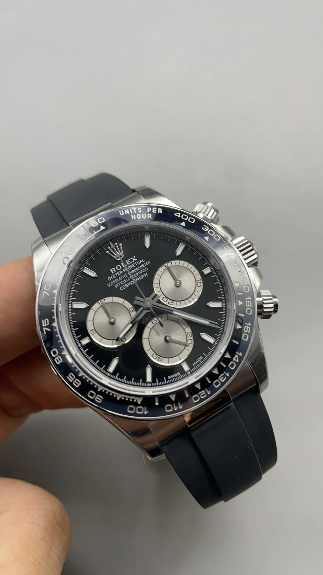 Rolex Daytona Black Dial — photographed off the sweep