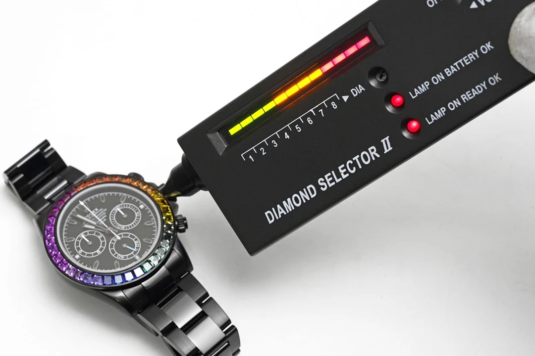 Rolex Daytona Black Dial Diamond-Set — photographed off the sweep