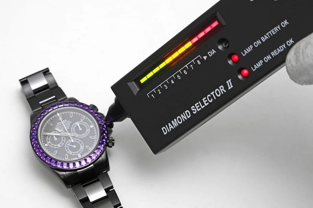 Rolex Daytona Black Dial Diamond-Set — photographed off the sweep