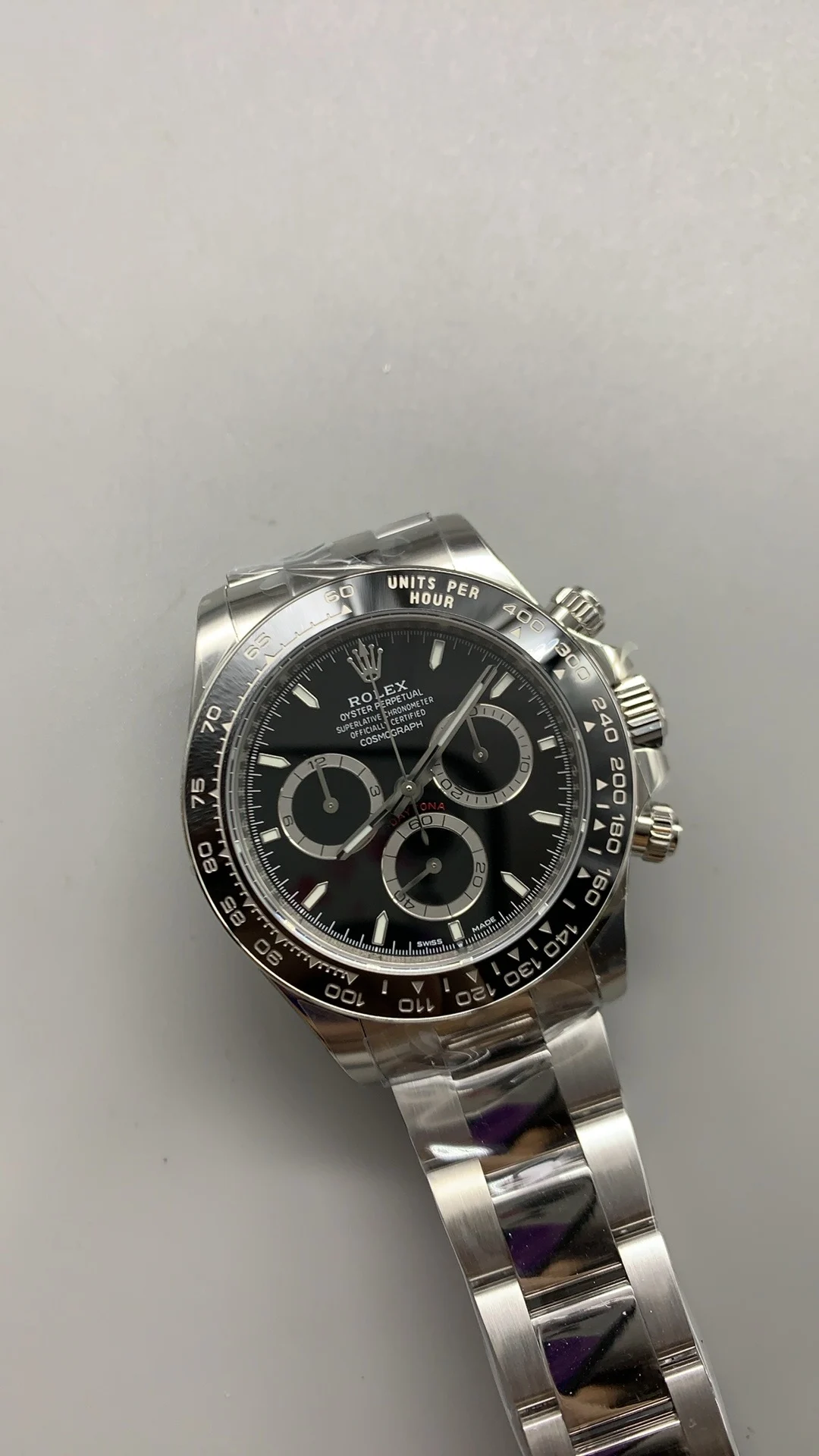 Rolex Daytona Black Dial — photographed off the sweep