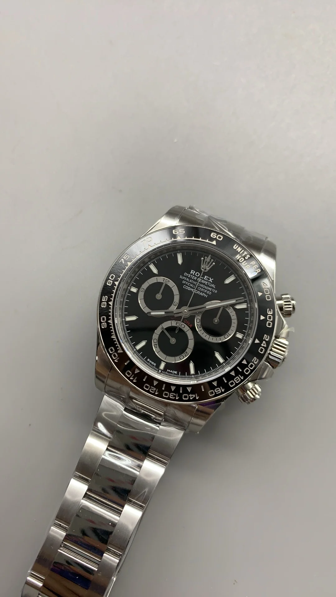 Rolex Daytona Black Dial — photographed off the sweep