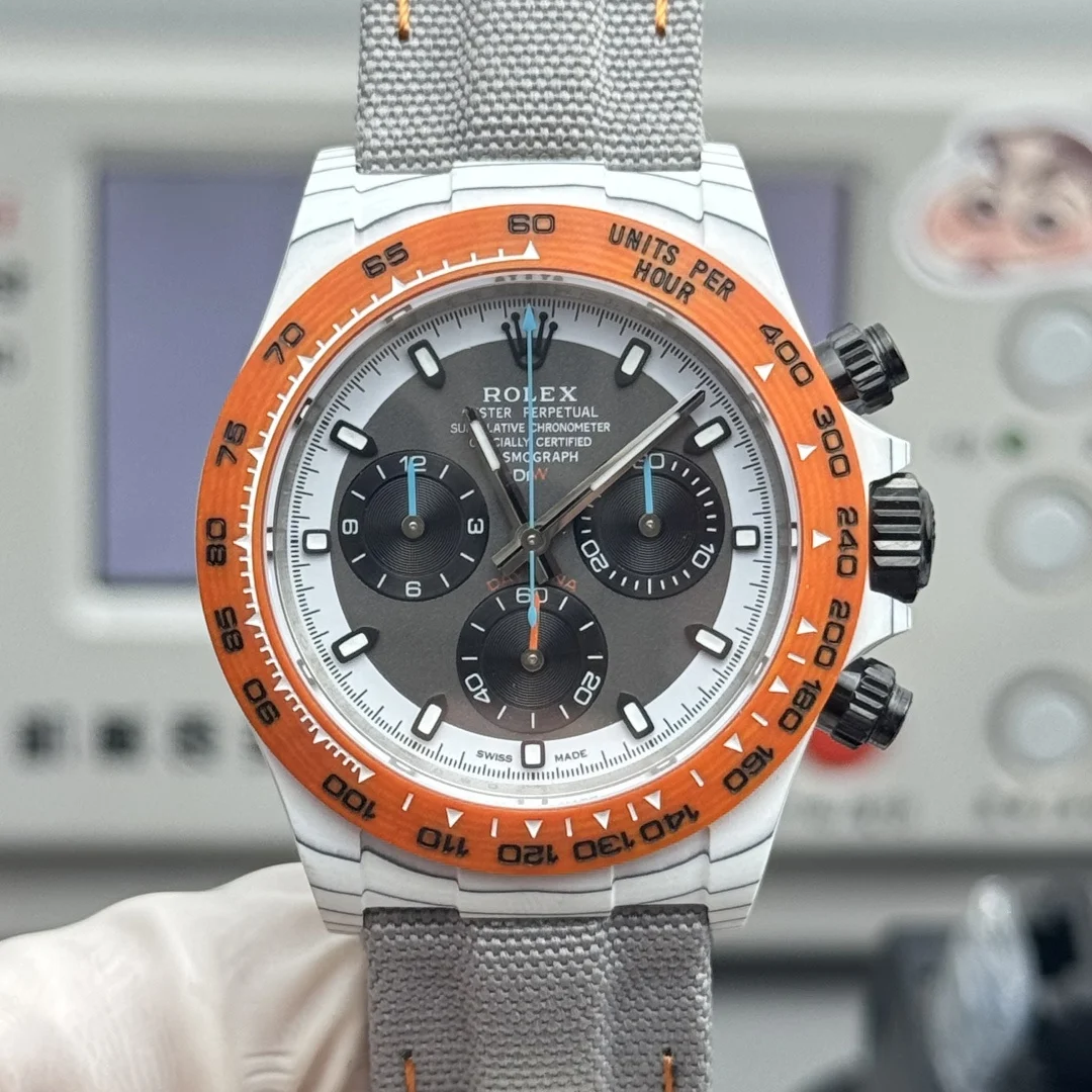 Rolex Daytona Carbon — photographed off the sweep