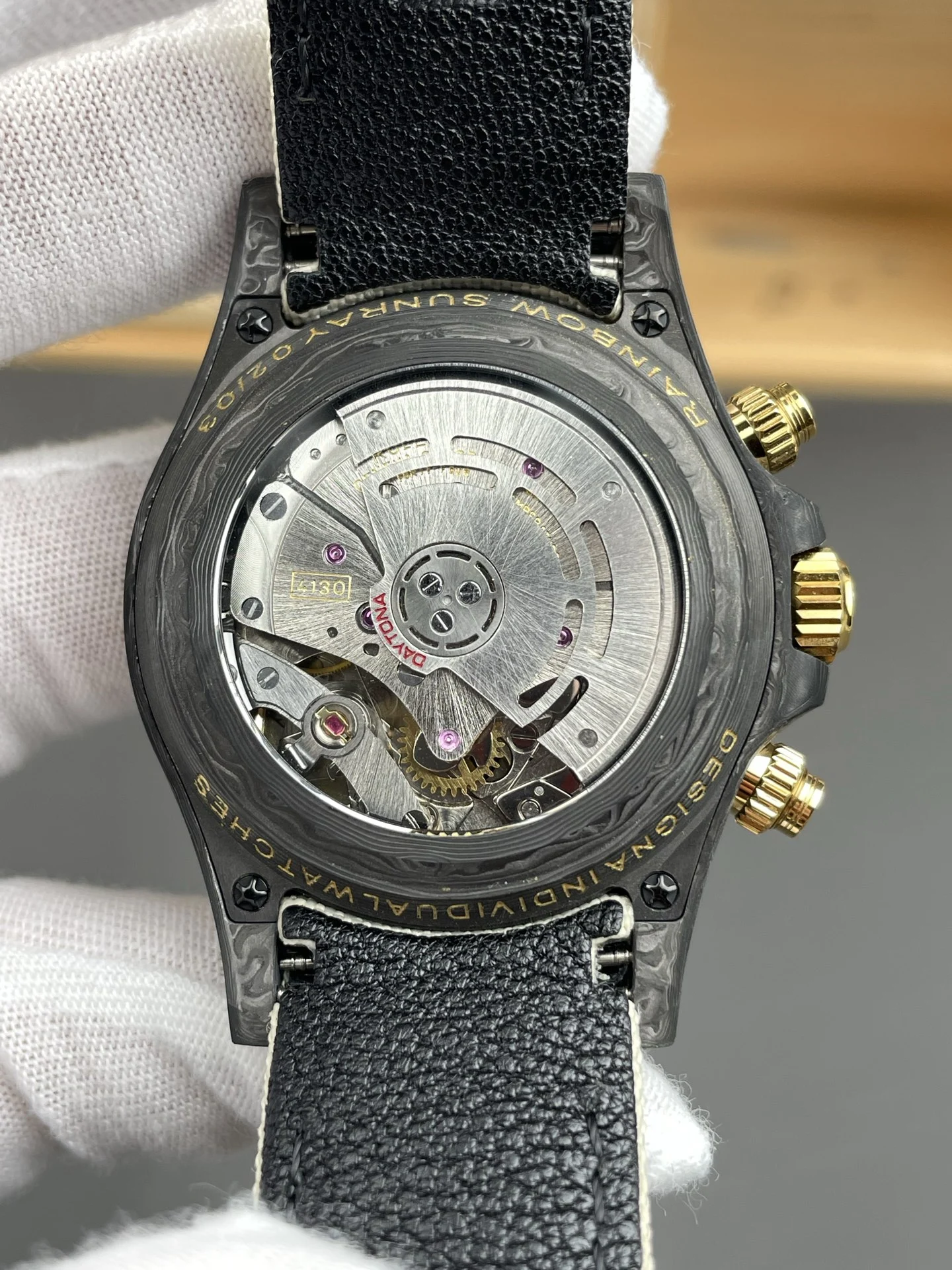 Rolex Daytona Carbon 40mm — photographed off the sweep