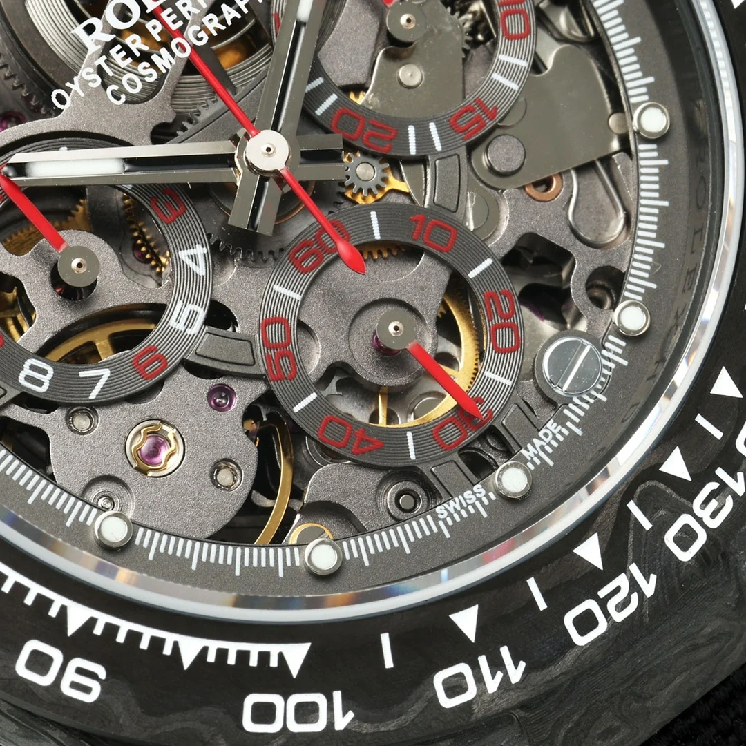 Rolex Daytona Carbon — photographed off the sweep