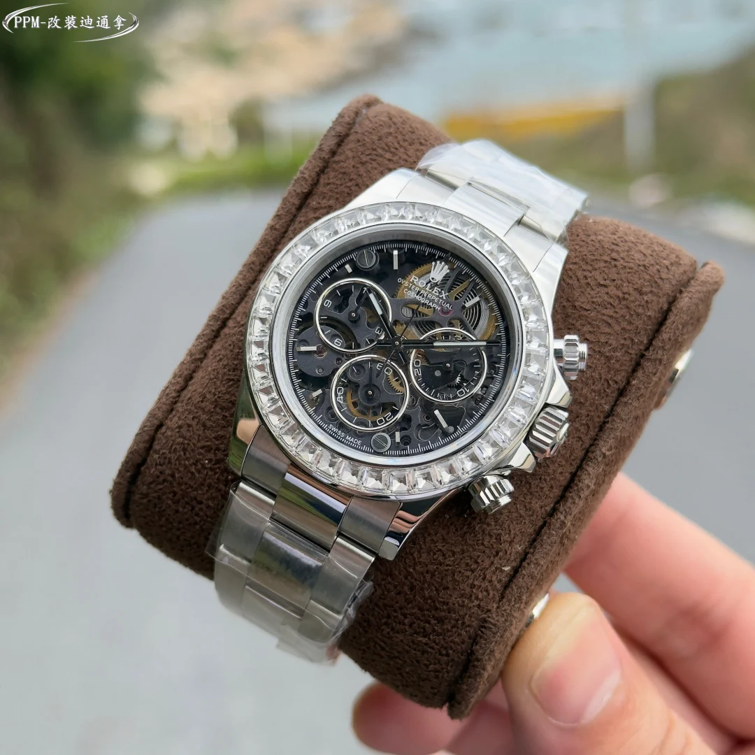 Rolex Daytona Carbon White Dial Diamond-Set — photographed off the sweep