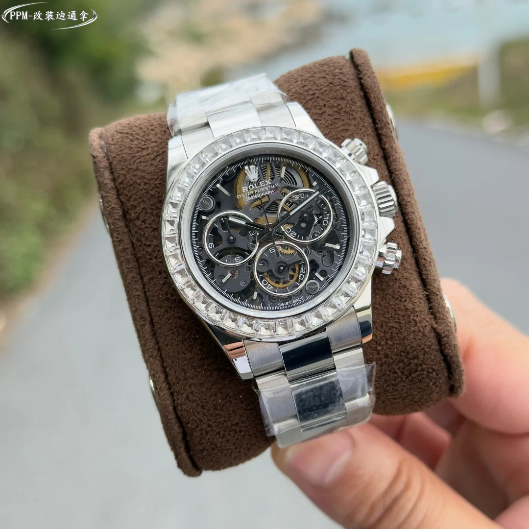 Rolex Daytona Carbon White Dial Diamond-Set — photographed off the sweep