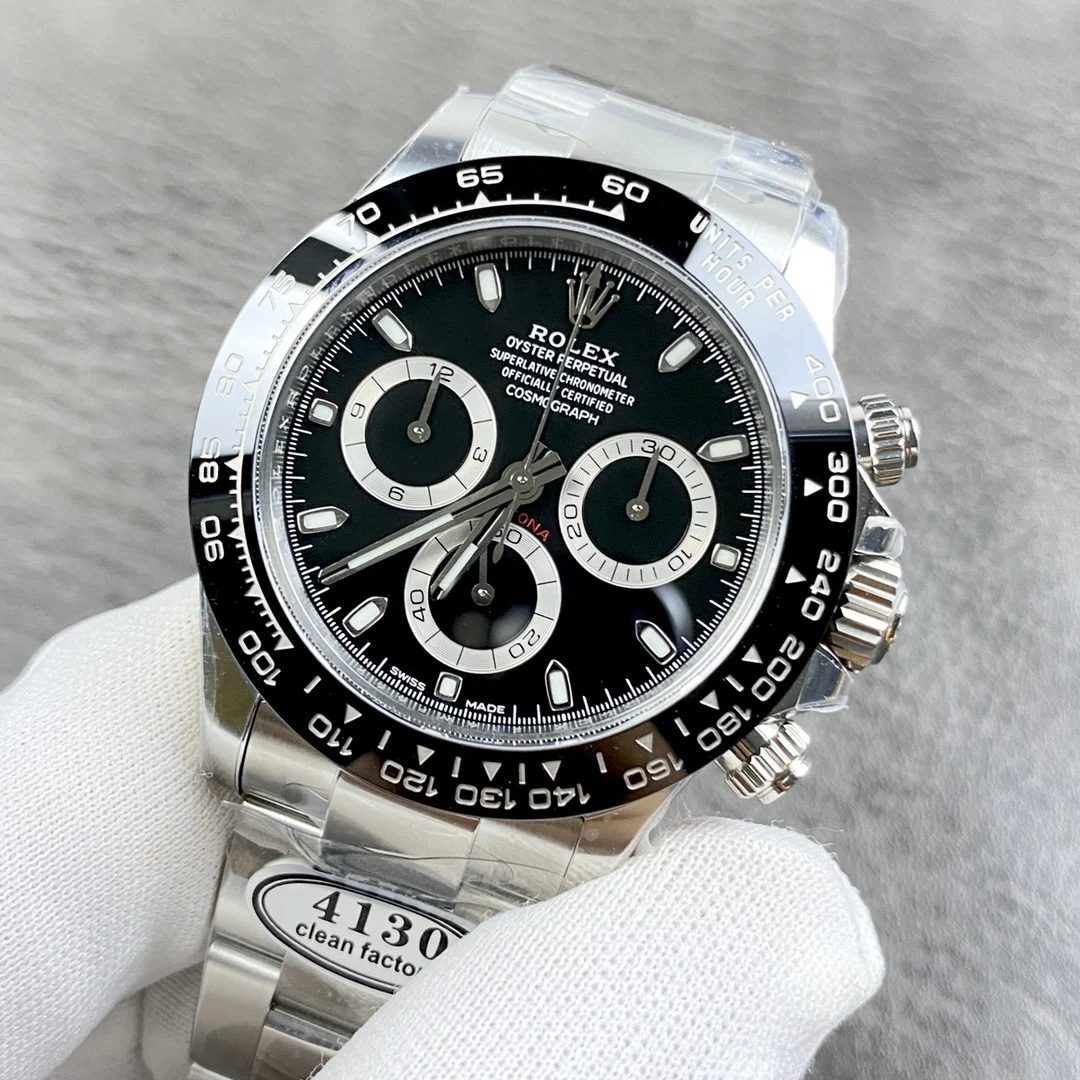 Rolex Daytona Ceramic Black Dial 40mm — photographed off the sweep