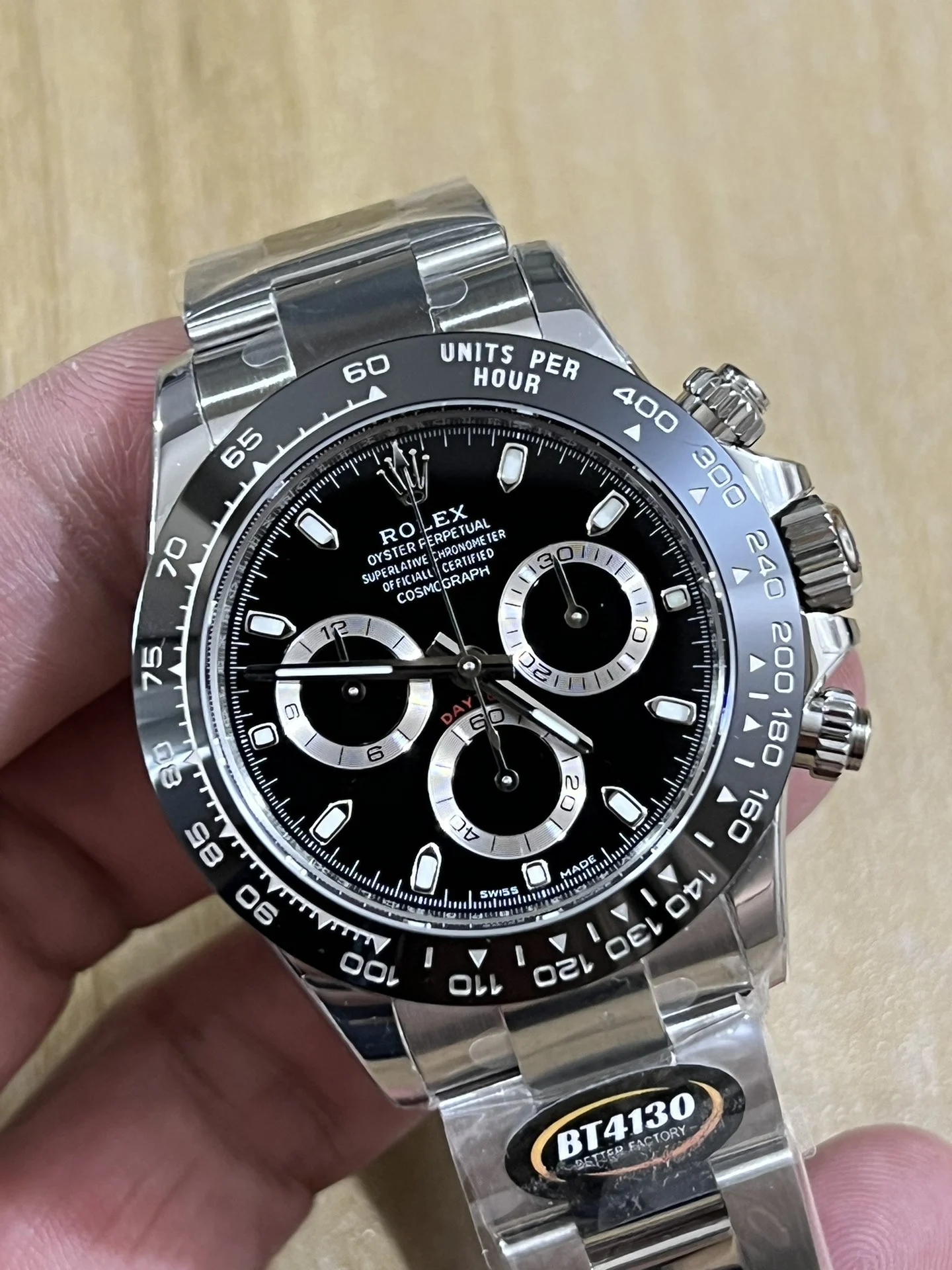 Rolex Daytona Ceramic Black Dial — photographed off the sweep