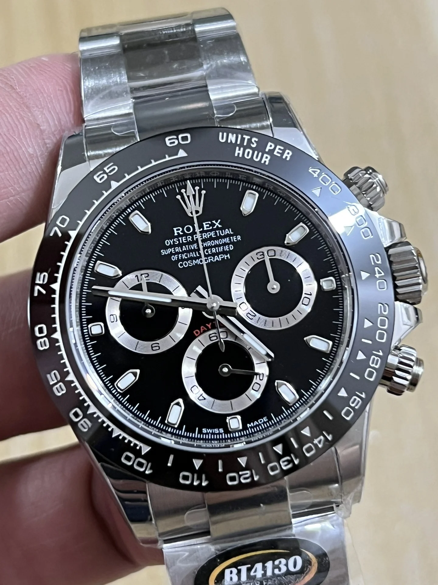 Rolex Daytona Ceramic Black Dial — photographed off the sweep