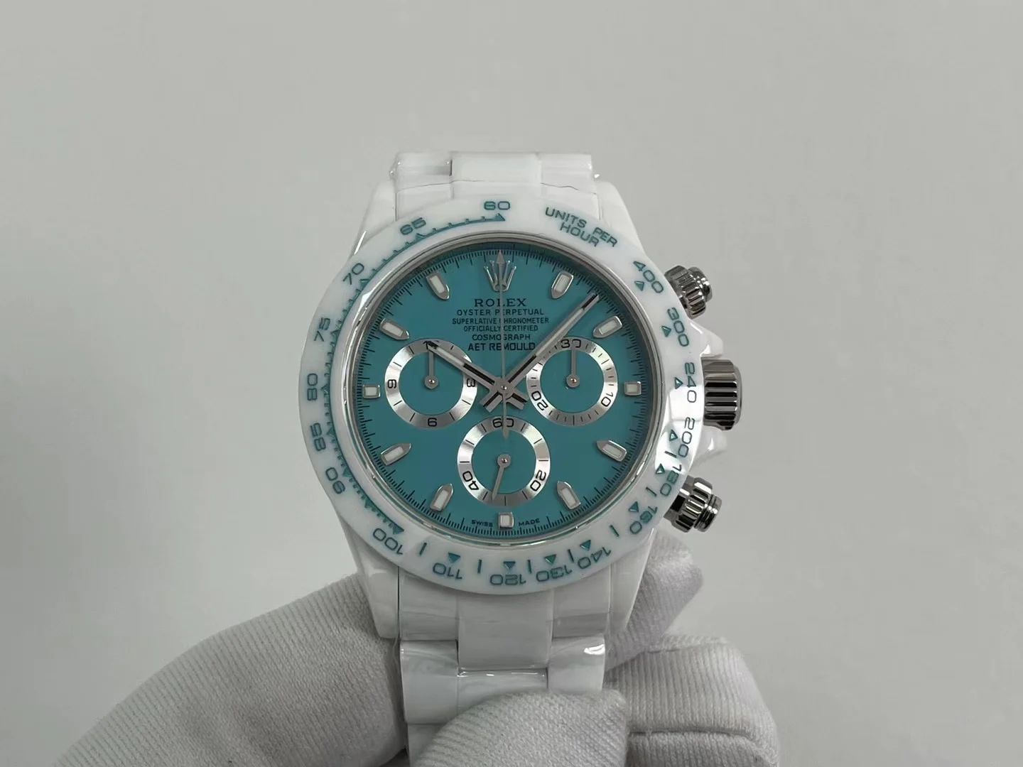 Rolex Daytona Ceramic Blue Dial — photographed off the sweep