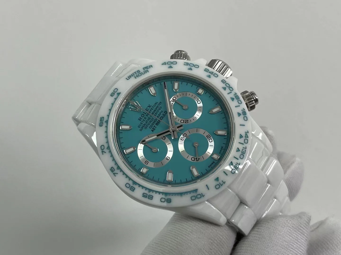 Rolex Daytona Ceramic Blue Dial — photographed off the sweep