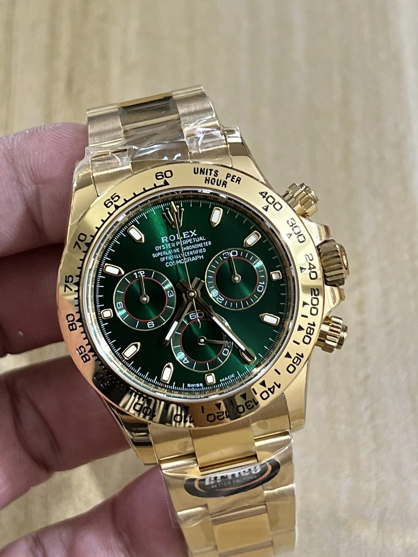 Rolex Daytona Green Dial — photographed off the sweep