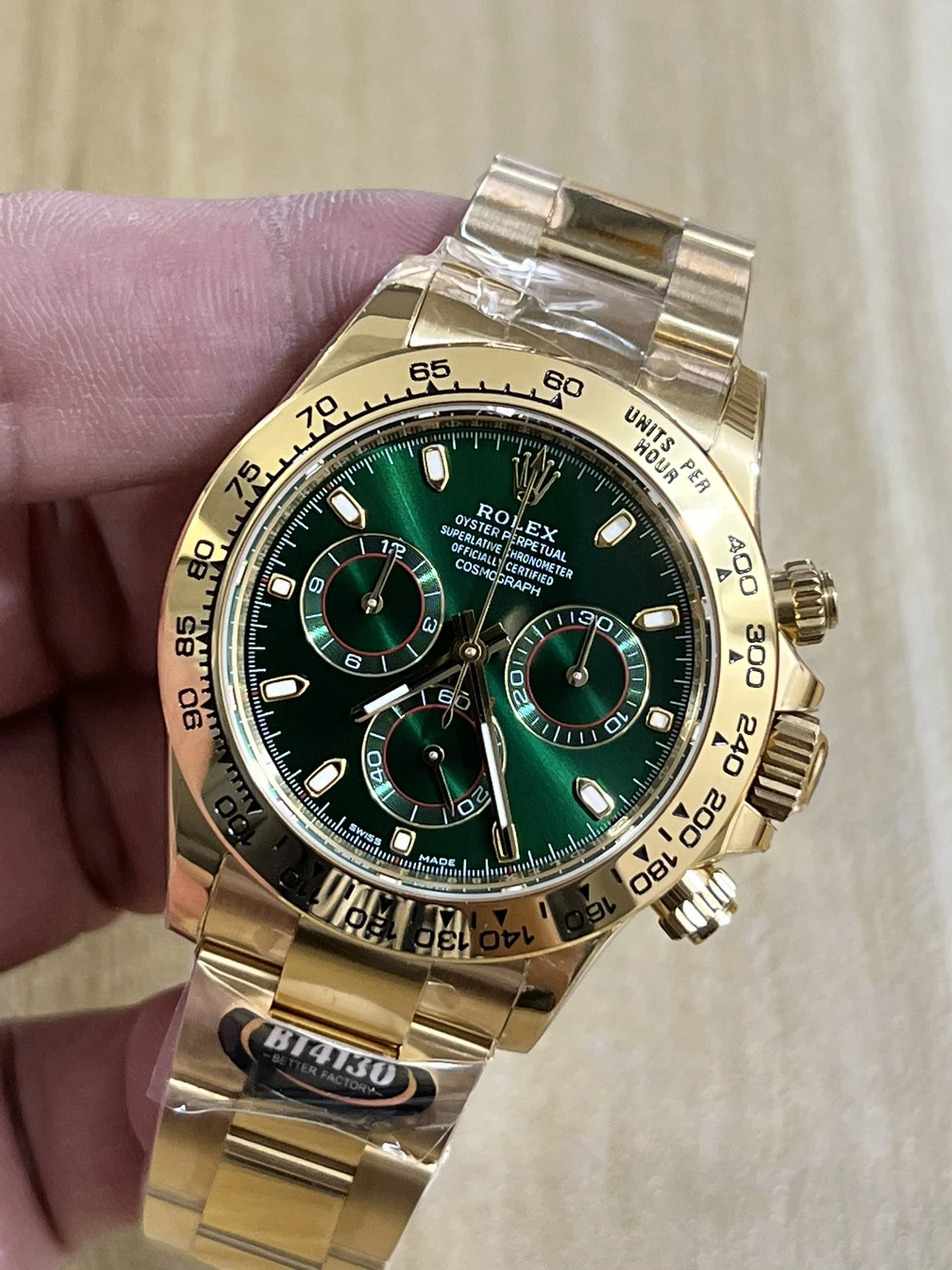 Rolex Daytona Green Dial — photographed off the sweep