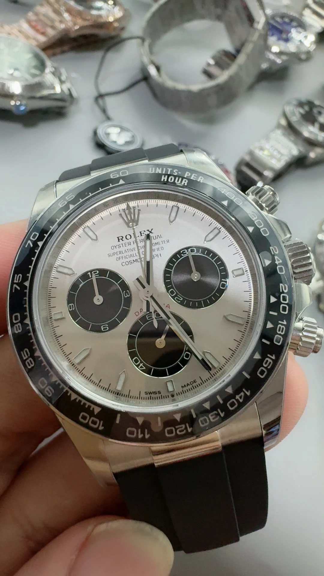 Rolex Daytona Grey Dial — photographed off the sweep