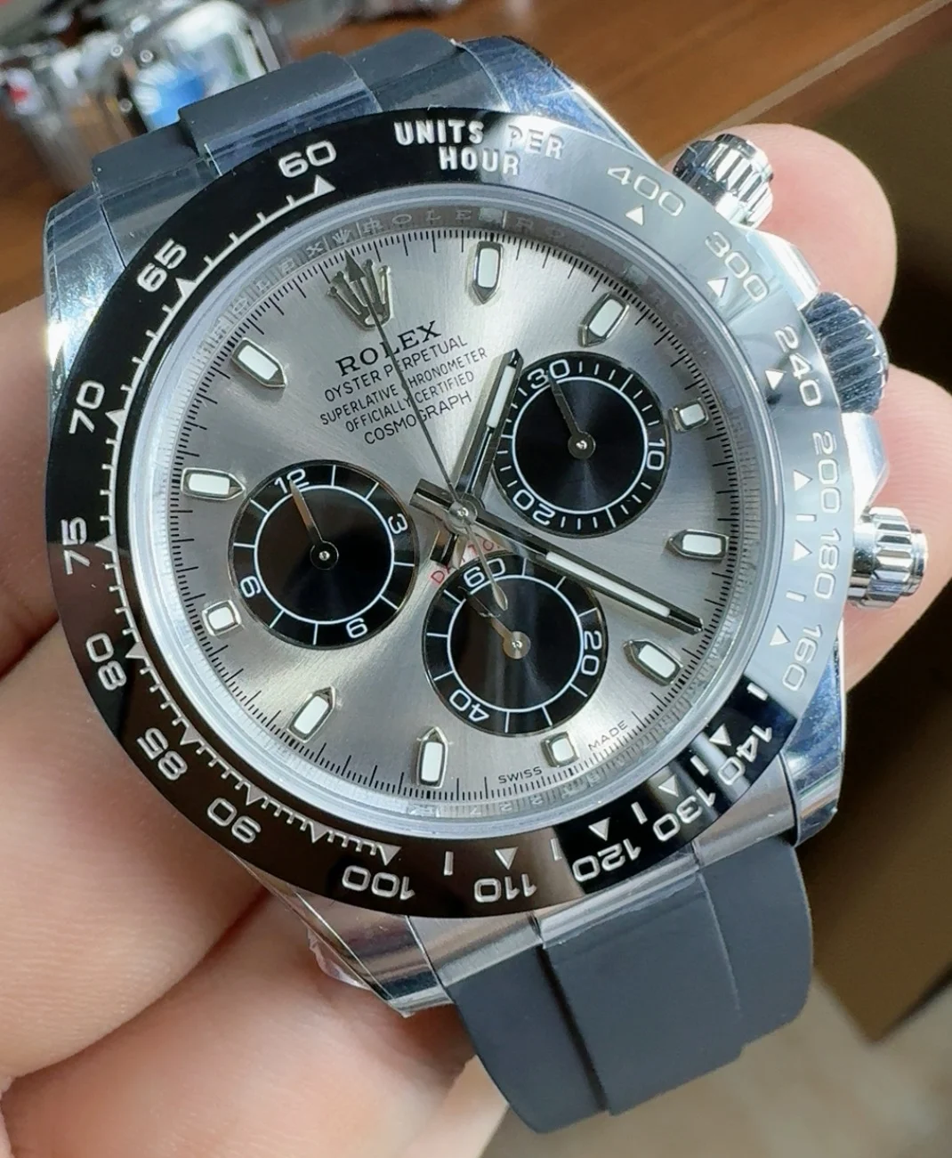 Rolex Daytona Grey Dial β photographed off the sweep