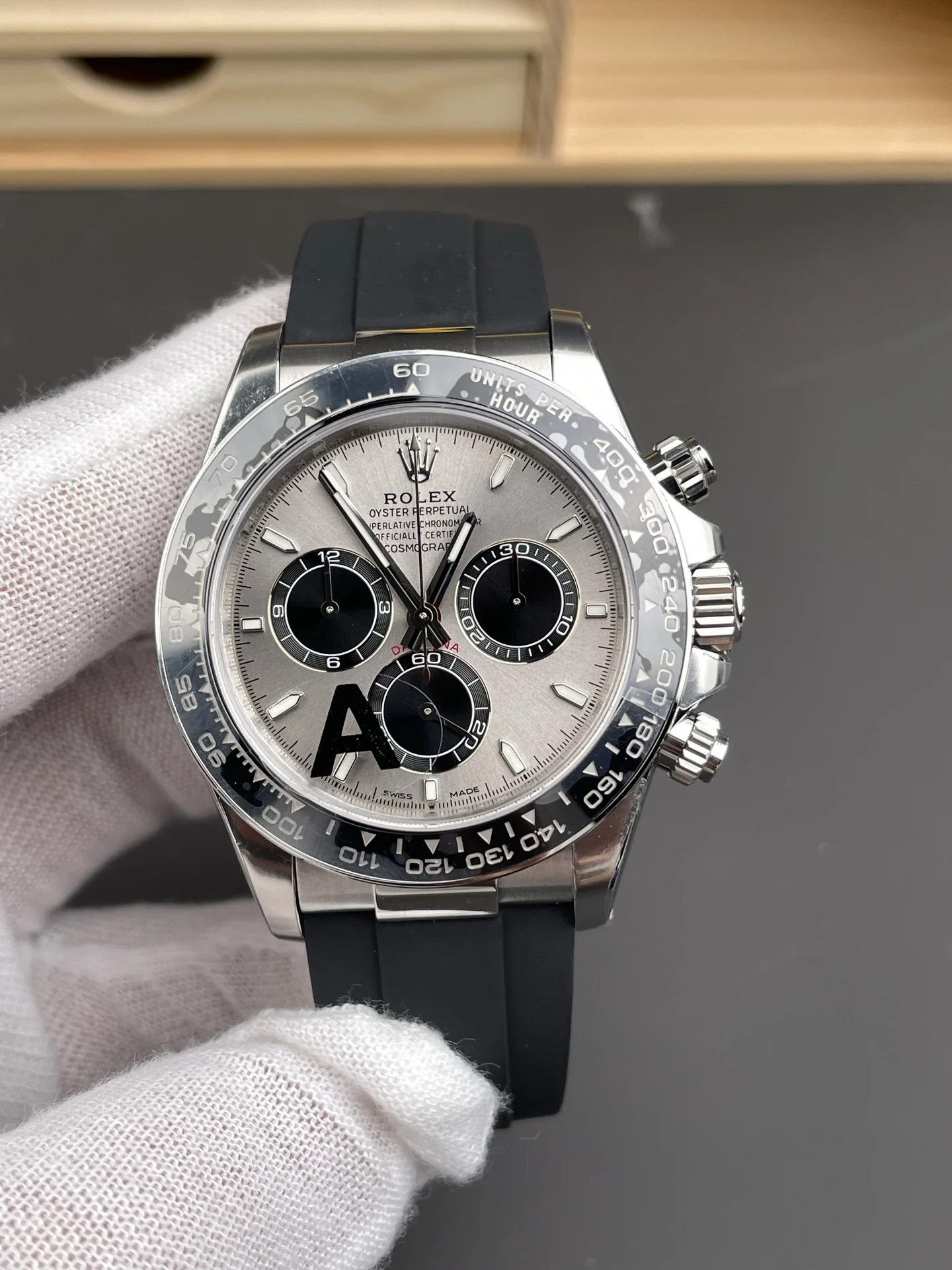 Rolex Daytona Grey Dial 40mm — photographed off the sweep