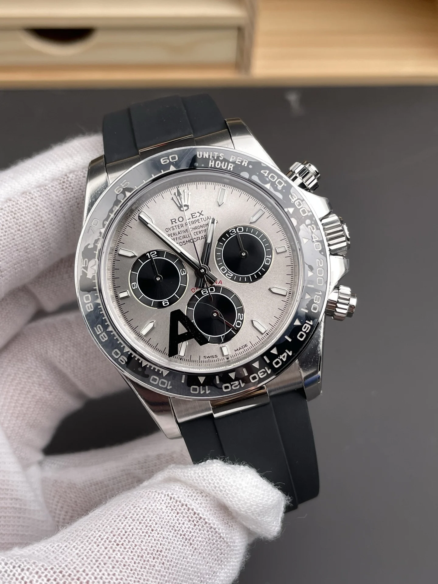 Rolex Daytona Grey Dial 40mm — photographed off the sweep