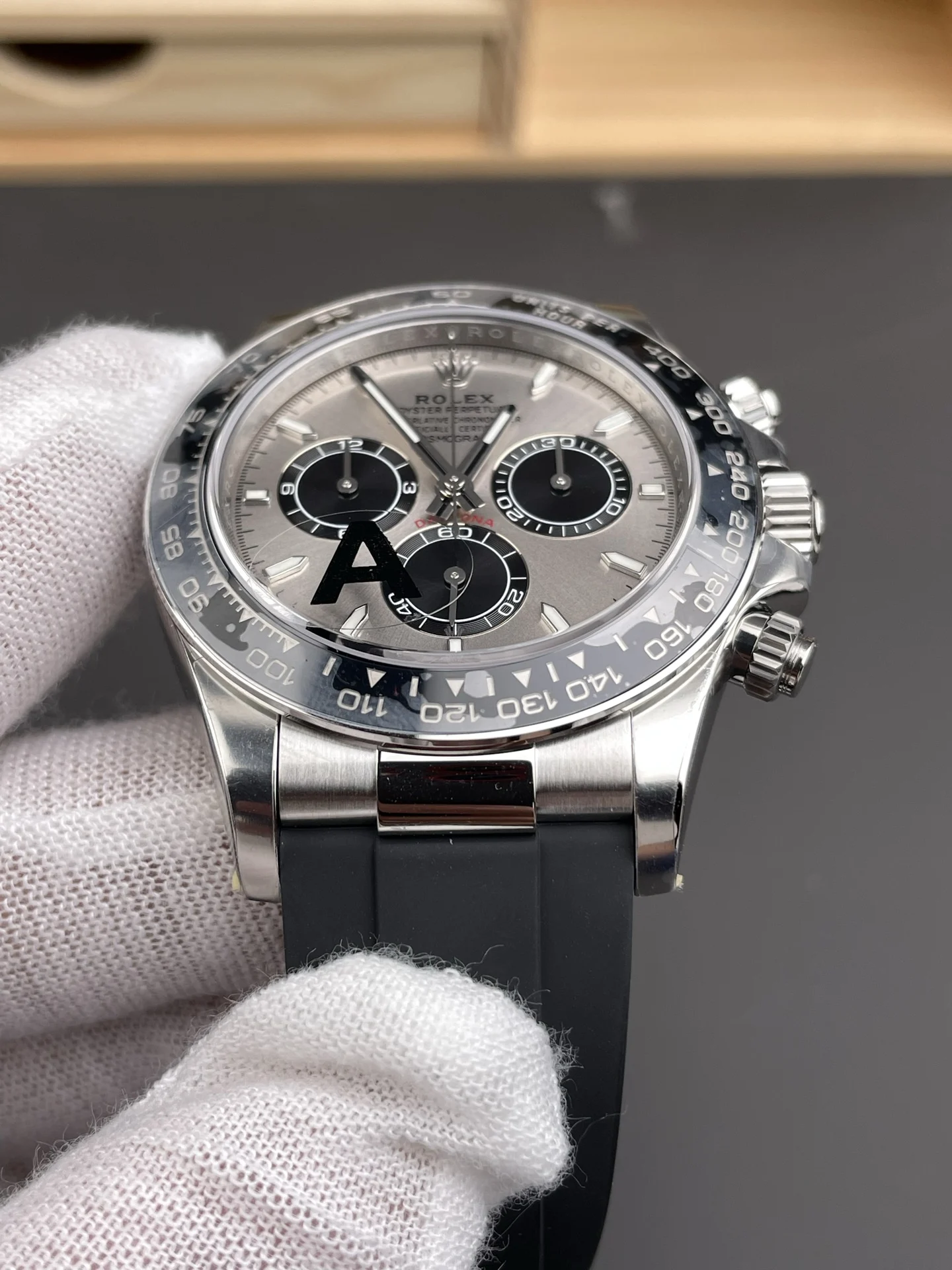 Rolex Daytona Grey Dial 40mm — photographed off the sweep