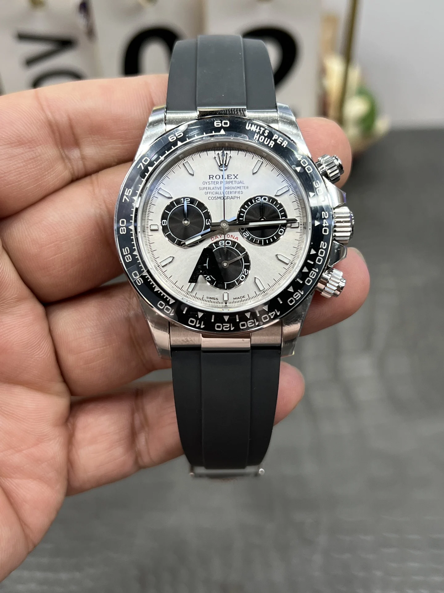 Rolex Daytona Grey Dial 40mm — photographed off the sweep