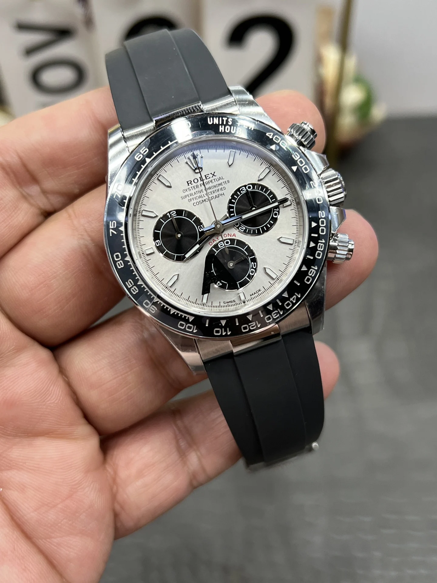 Rolex Daytona Grey Dial 40mm — photographed off the sweep