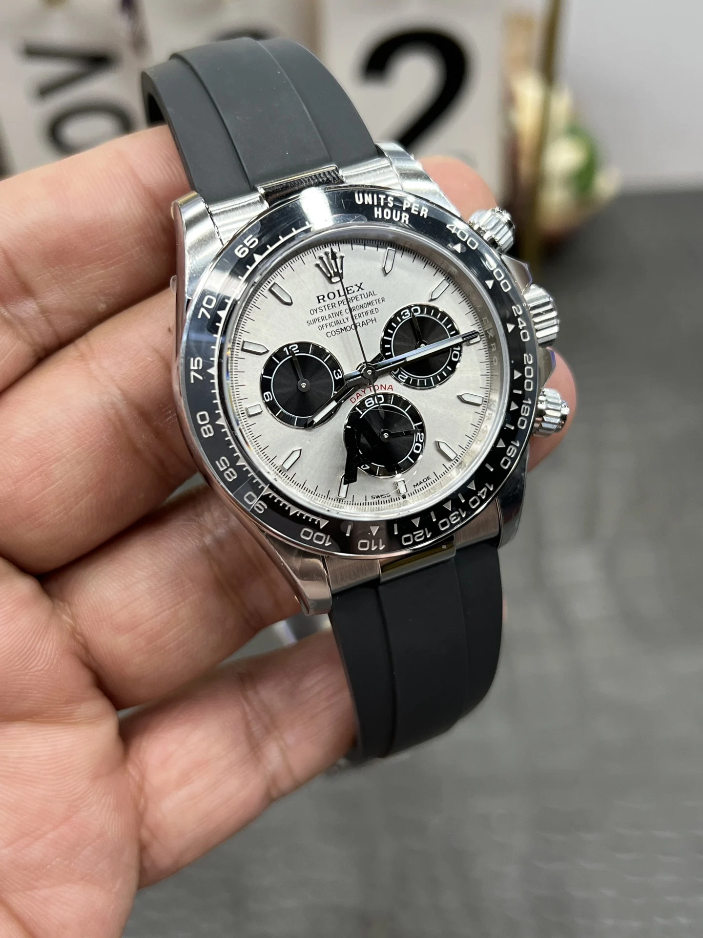 Rolex Daytona Grey Dial 40mm — photographed off the sweep