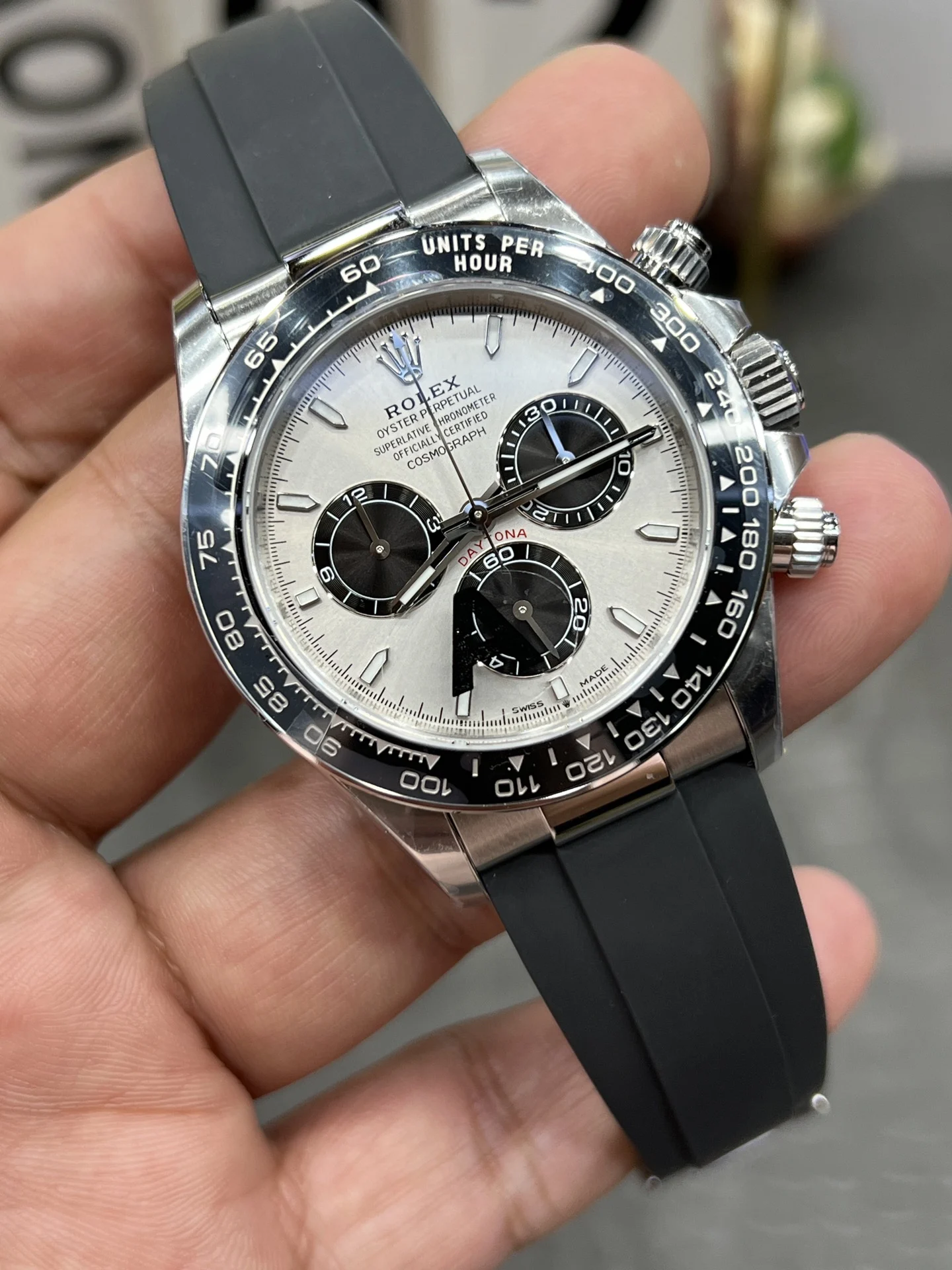 Rolex Daytona Grey Dial 40mm — photographed off the sweep