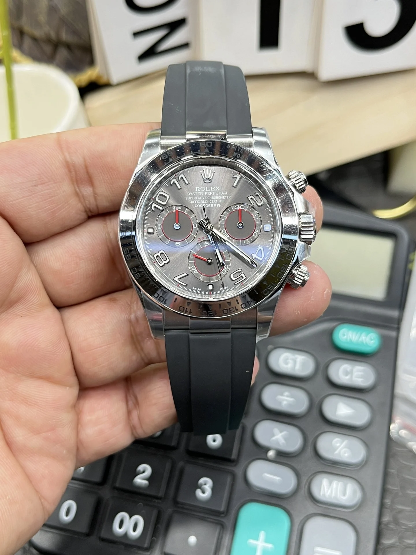 Rolex Daytona Grey Dial 40mm — photographed off the sweep