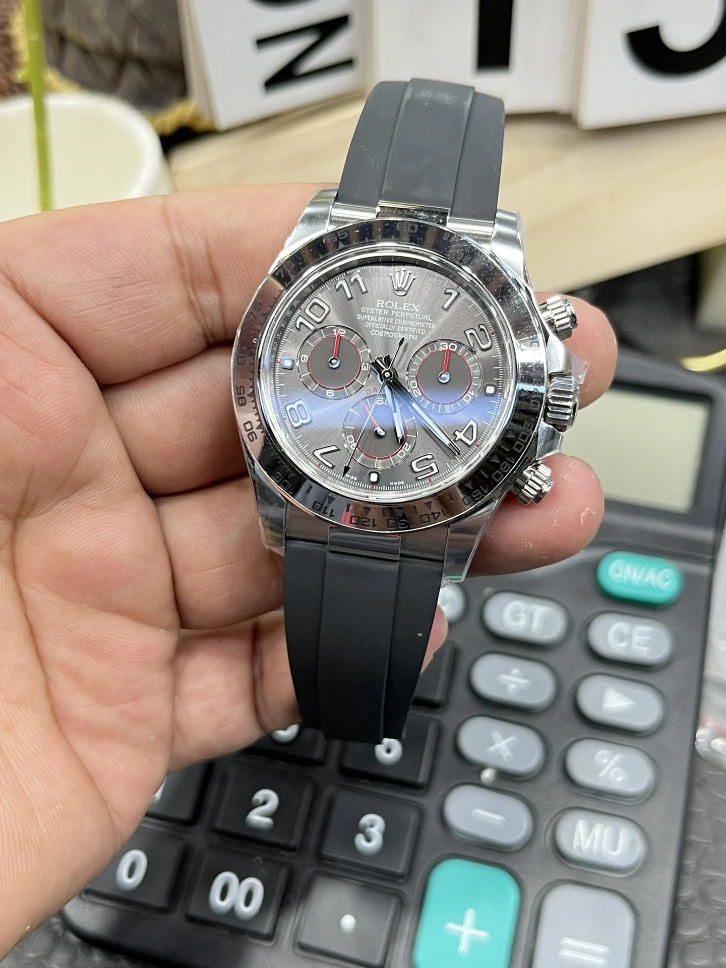 Rolex Daytona Grey Dial 40mm — photographed off the sweep