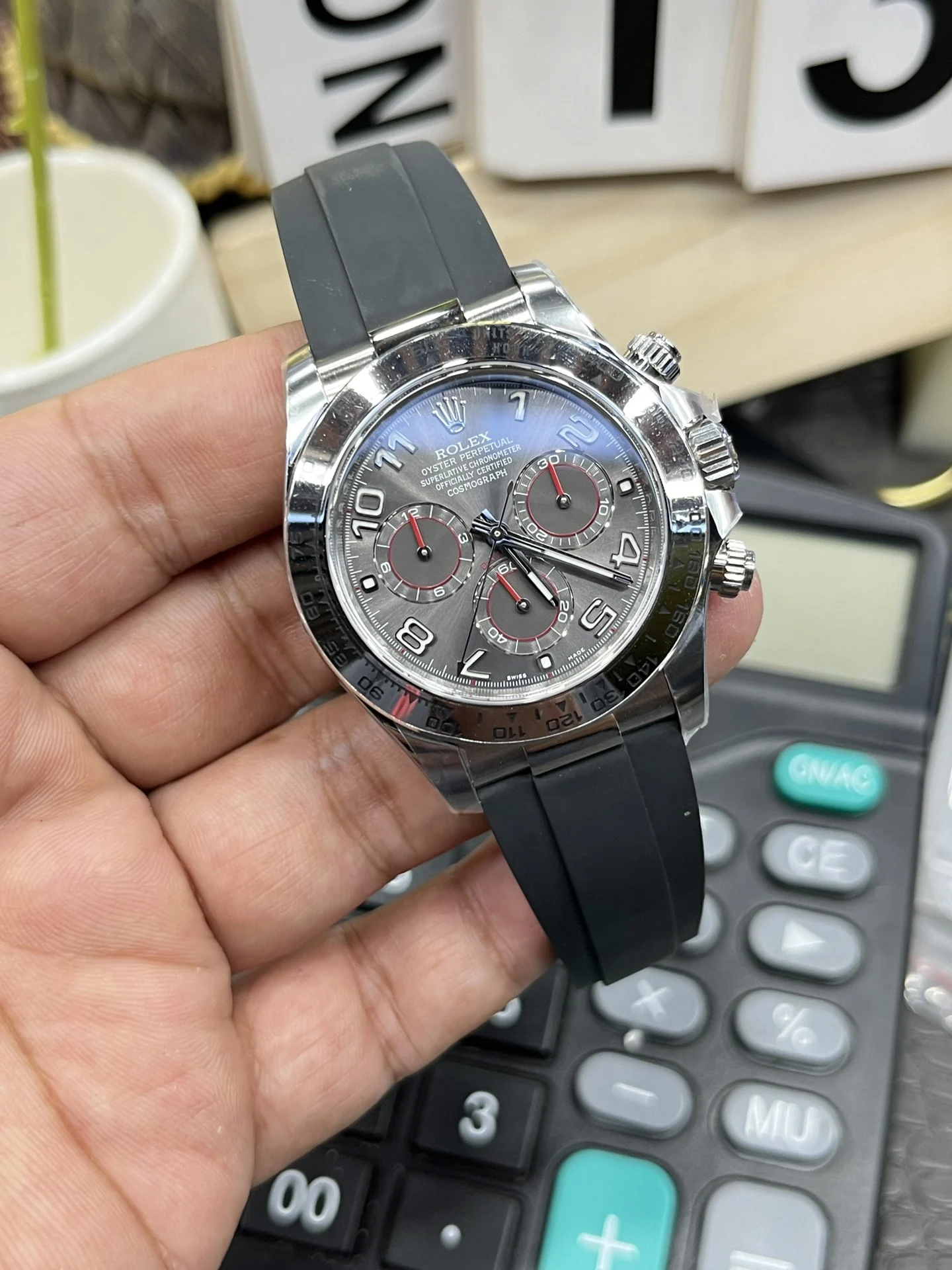 Rolex Daytona Grey Dial 40mm — photographed off the sweep