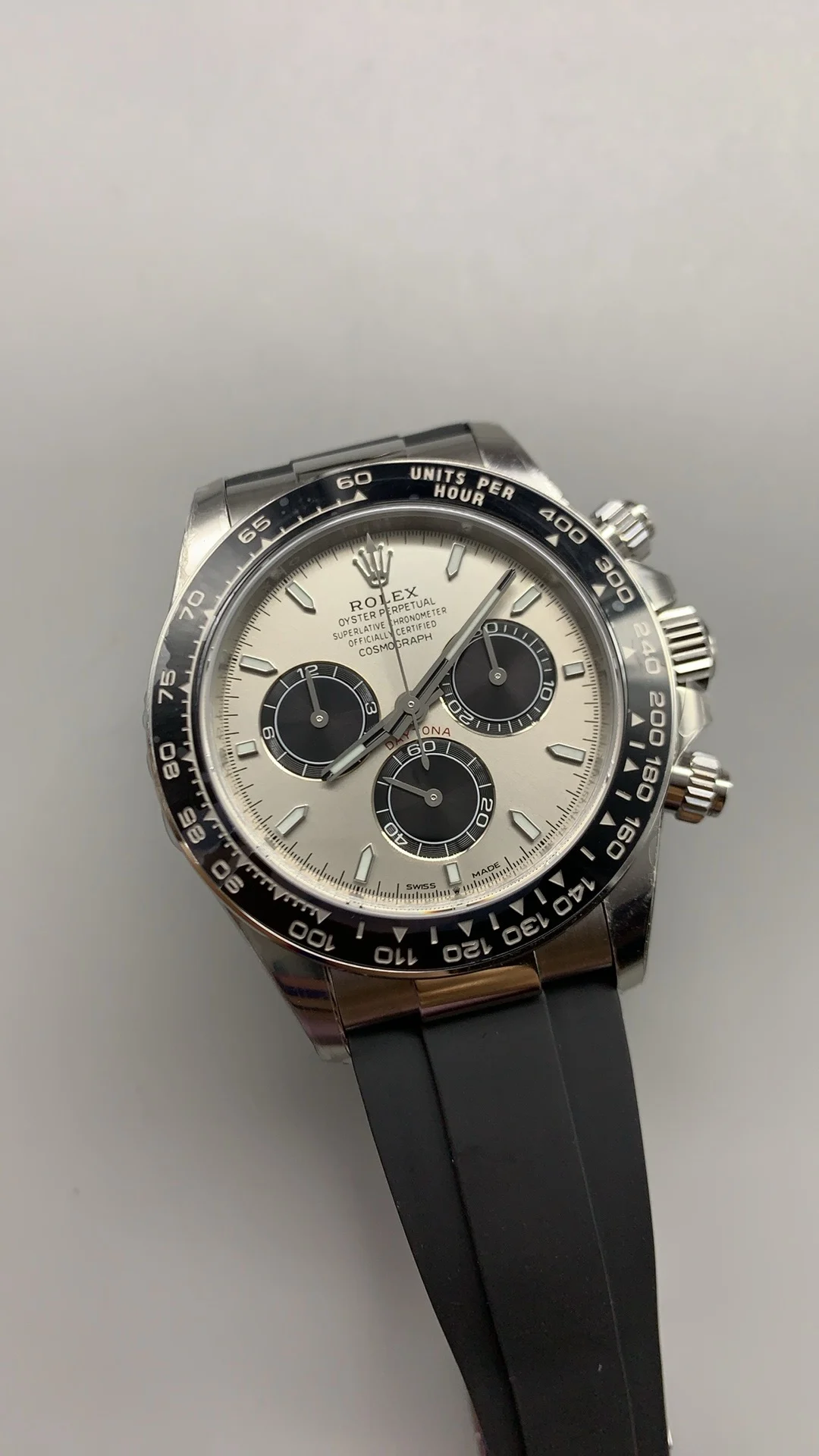 Rolex Daytona Grey Dial — photographed off the sweep