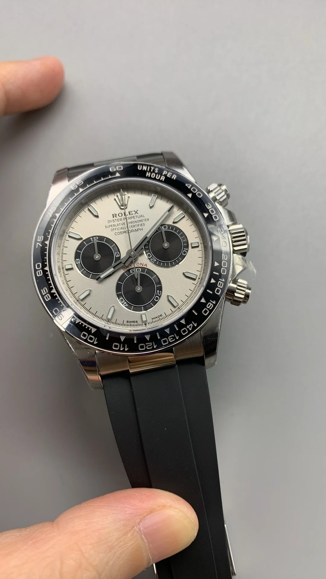 Rolex Daytona Grey Dial — photographed off the sweep