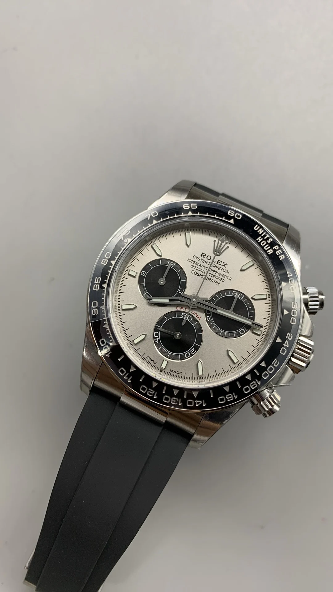 Rolex Daytona Grey Dial — photographed off the sweep