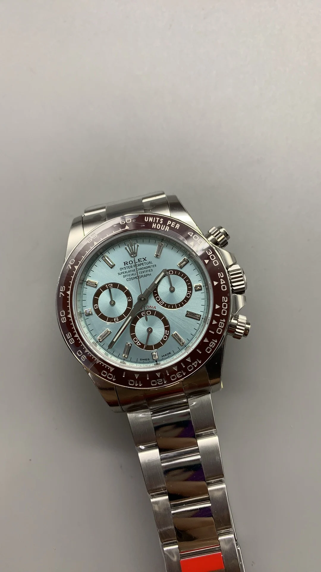 Rolex Daytona Ice Blue Blue Dial — photographed off the sweep