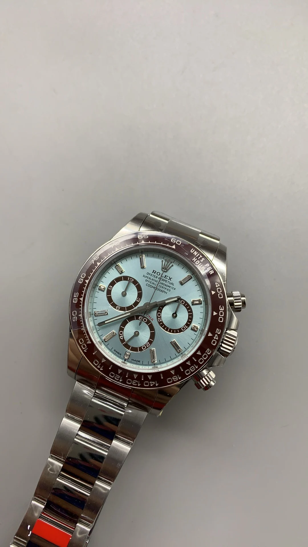 Rolex Daytona Ice Blue Blue Dial — photographed off the sweep