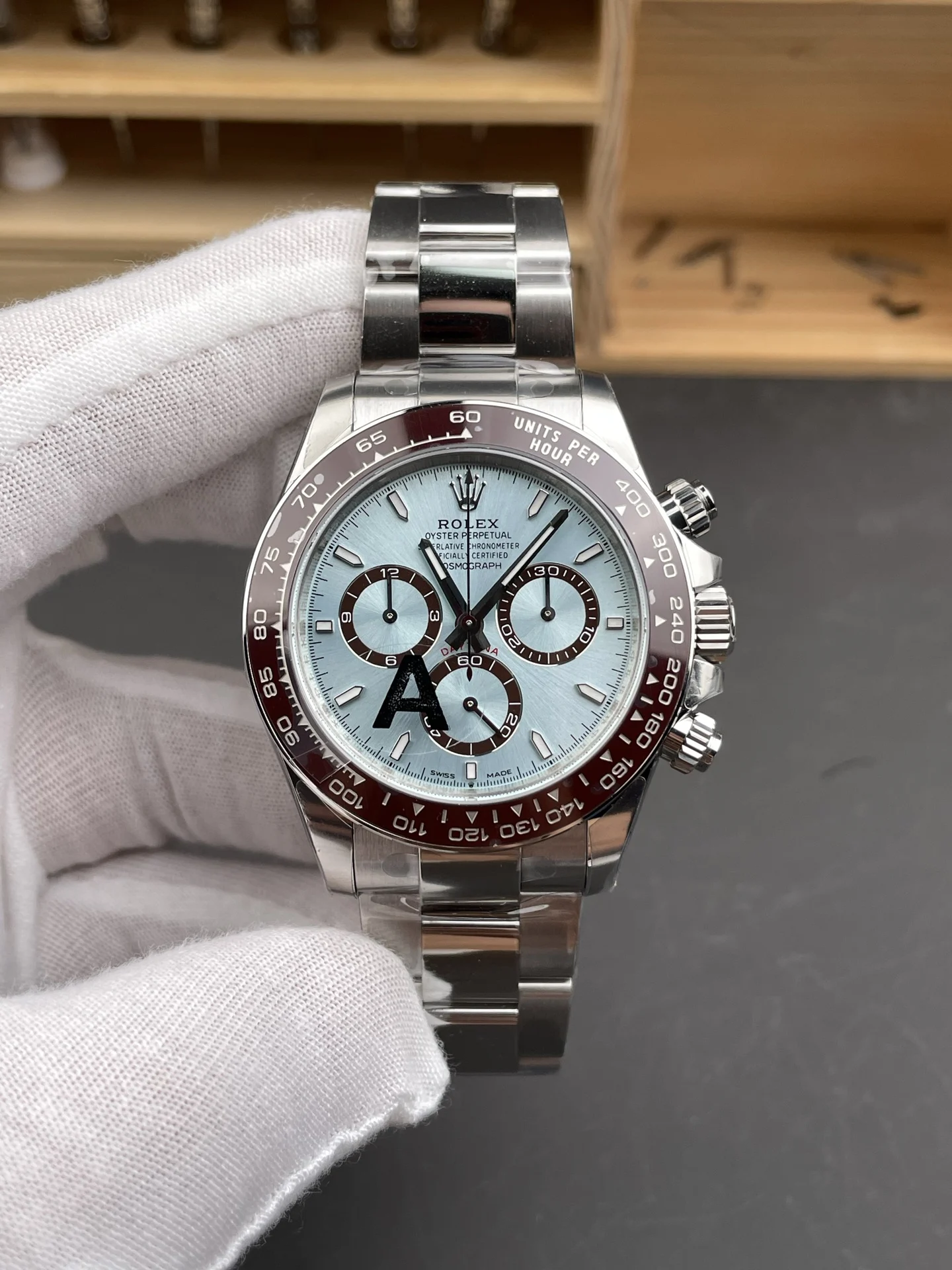 Rolex Daytona Ice Blue Blue Dial 40mm — photographed off the sweep