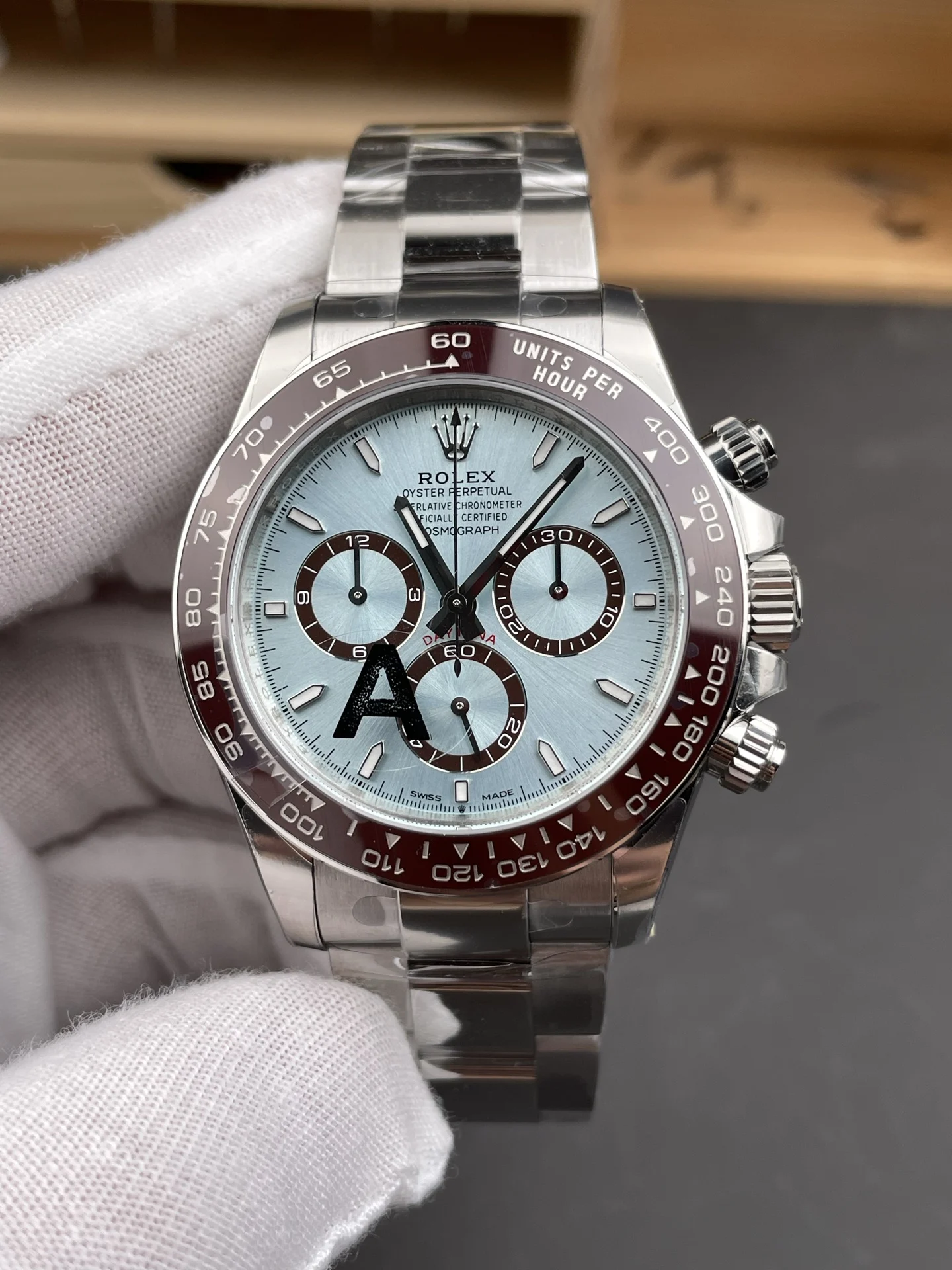 Rolex Daytona Ice Blue Blue Dial 40mm — photographed off the sweep