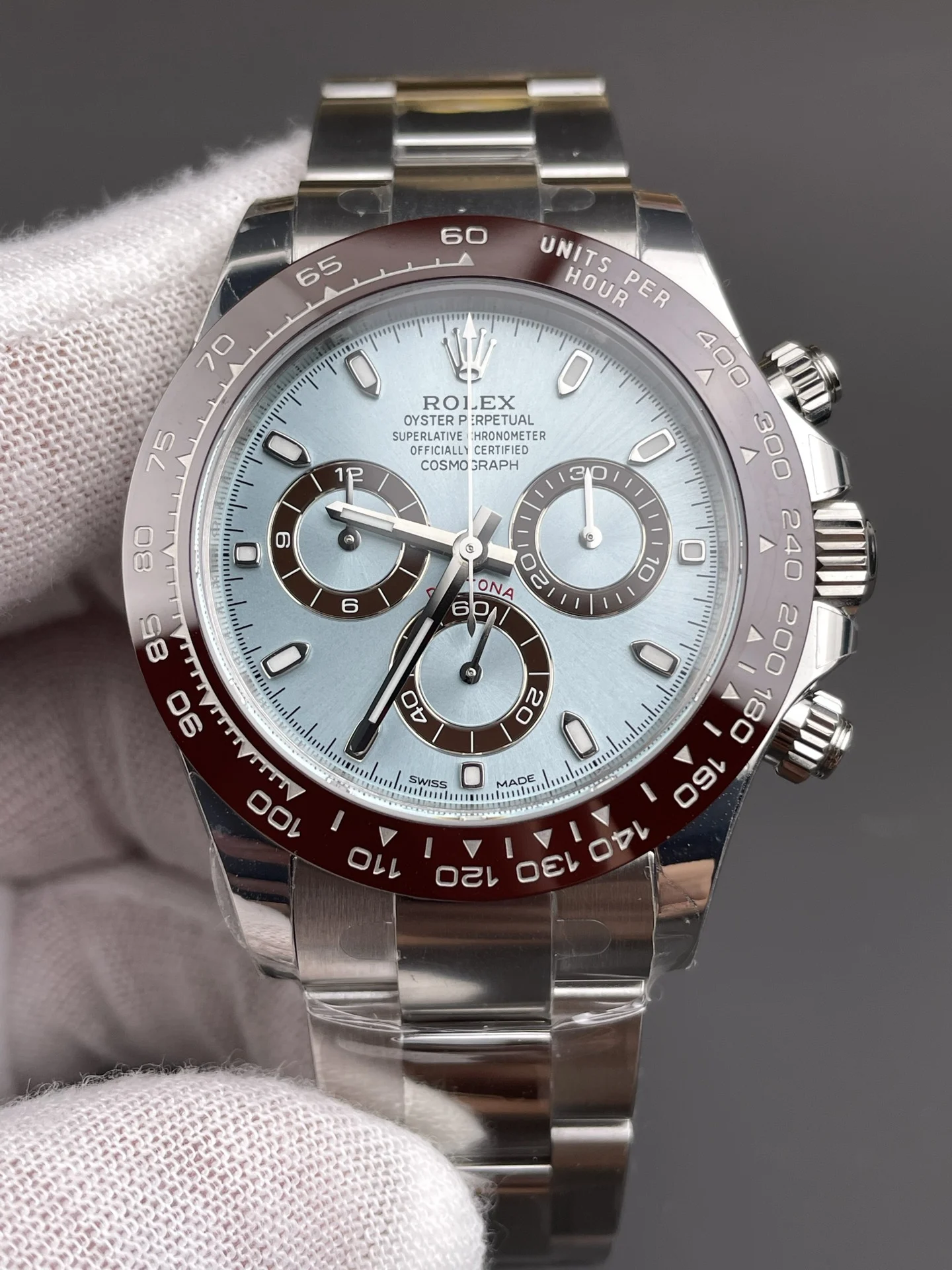 Rolex Daytona Ice Blue Blue Dial 40mm — photographed off the sweep