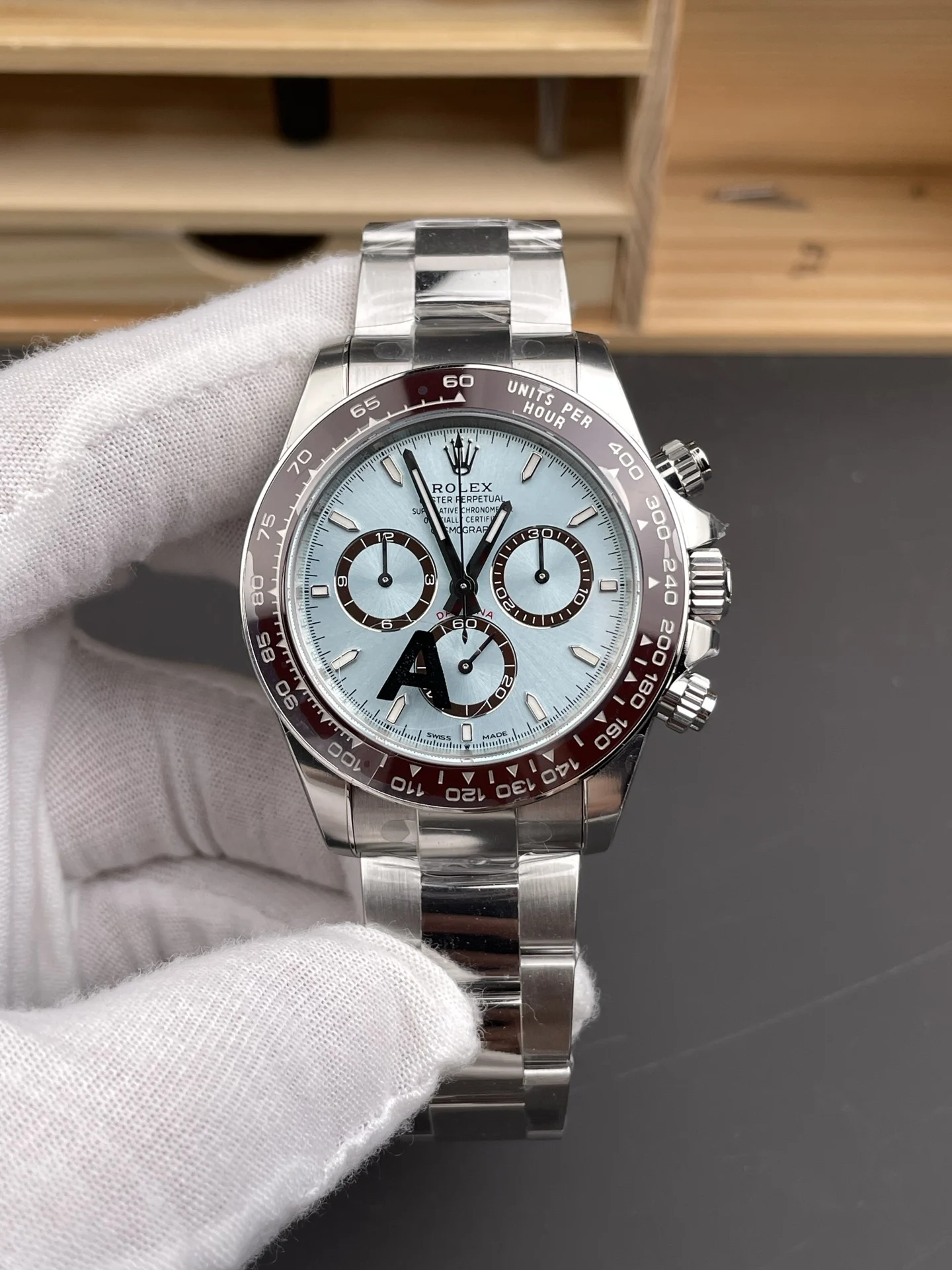 Rolex Daytona Ice Blue Blue Dial 40mm — photographed off the sweep