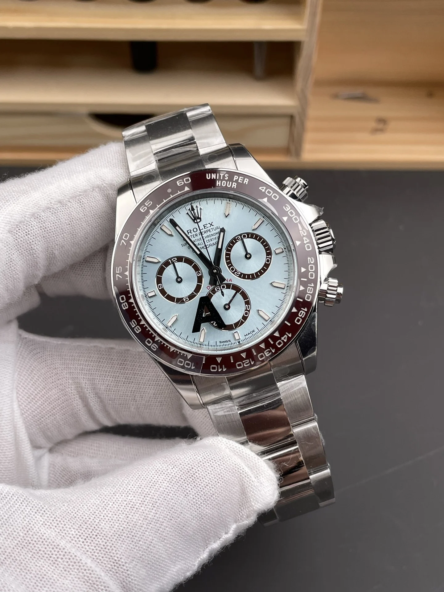 Rolex Daytona Ice Blue Blue Dial 40mm — photographed off the sweep