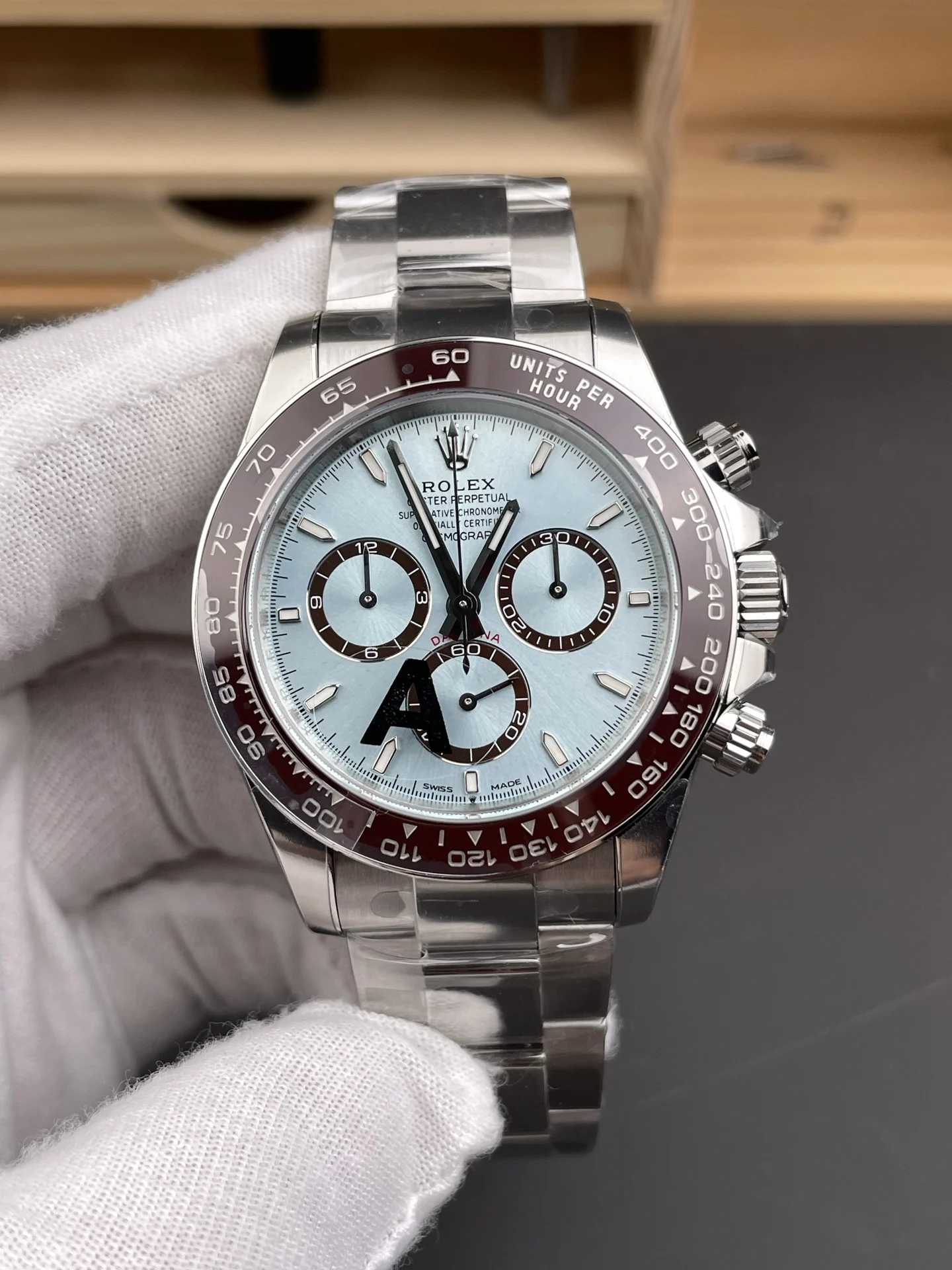 Rolex Daytona Ice Blue Blue Dial 40mm — photographed off the sweep