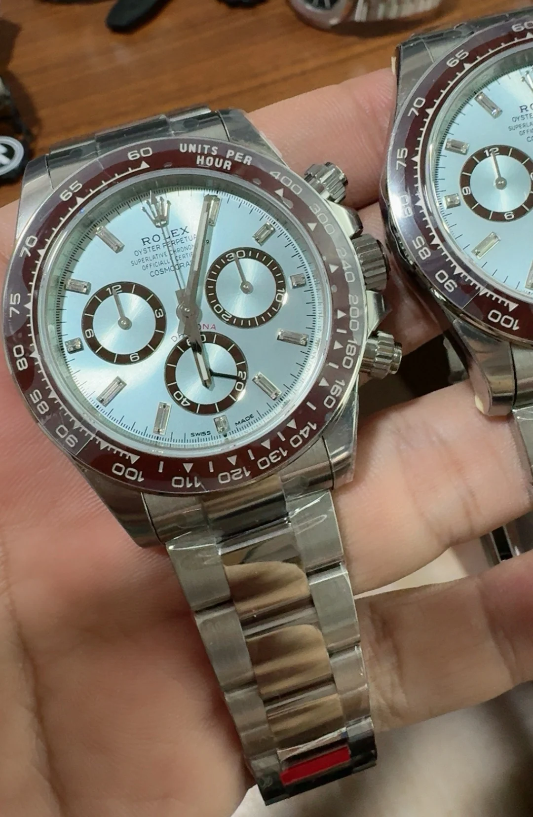 Rolex Daytona Ice Blue Blue Dial — photographed off the sweep