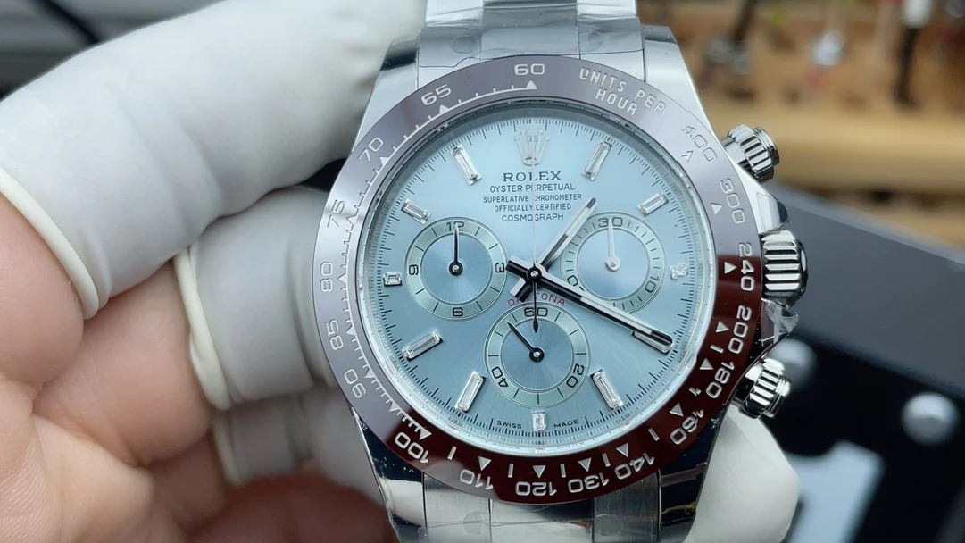 Rolex Daytona Ice Blue Blue Dial — photographed off the sweep
