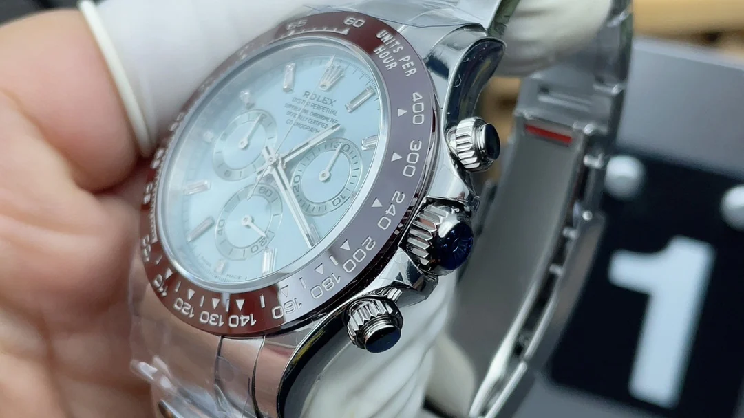 Rolex Daytona Ice Blue Blue Dial — photographed off the sweep