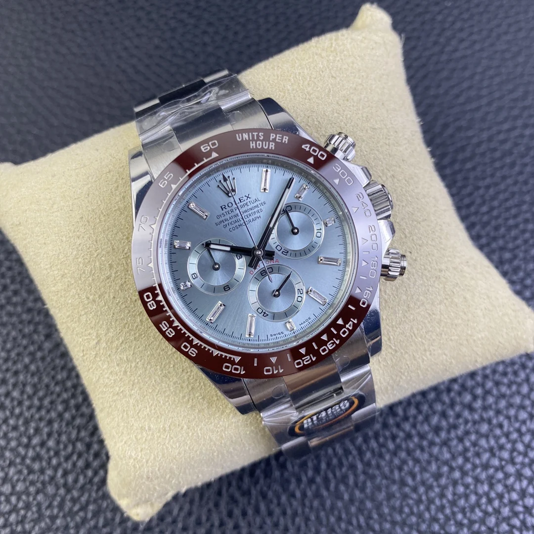 Rolex Daytona Ice Blue Blue Dial Diamond-Set — photographed off the sweep