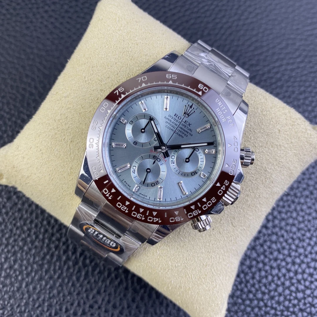 Rolex Daytona Ice Blue Blue Dial Diamond-Set — photographed off the sweep