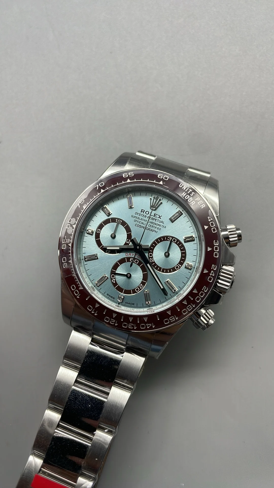 Rolex Daytona Ice Blue Blue Dial — photographed off the sweep
