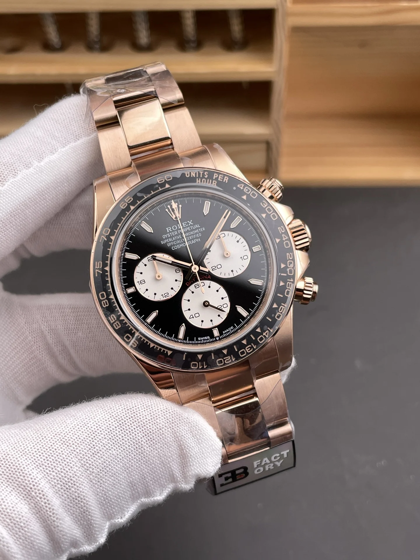 Rolex Daytona Le Mans Rose Gold — photographed off the sweep
