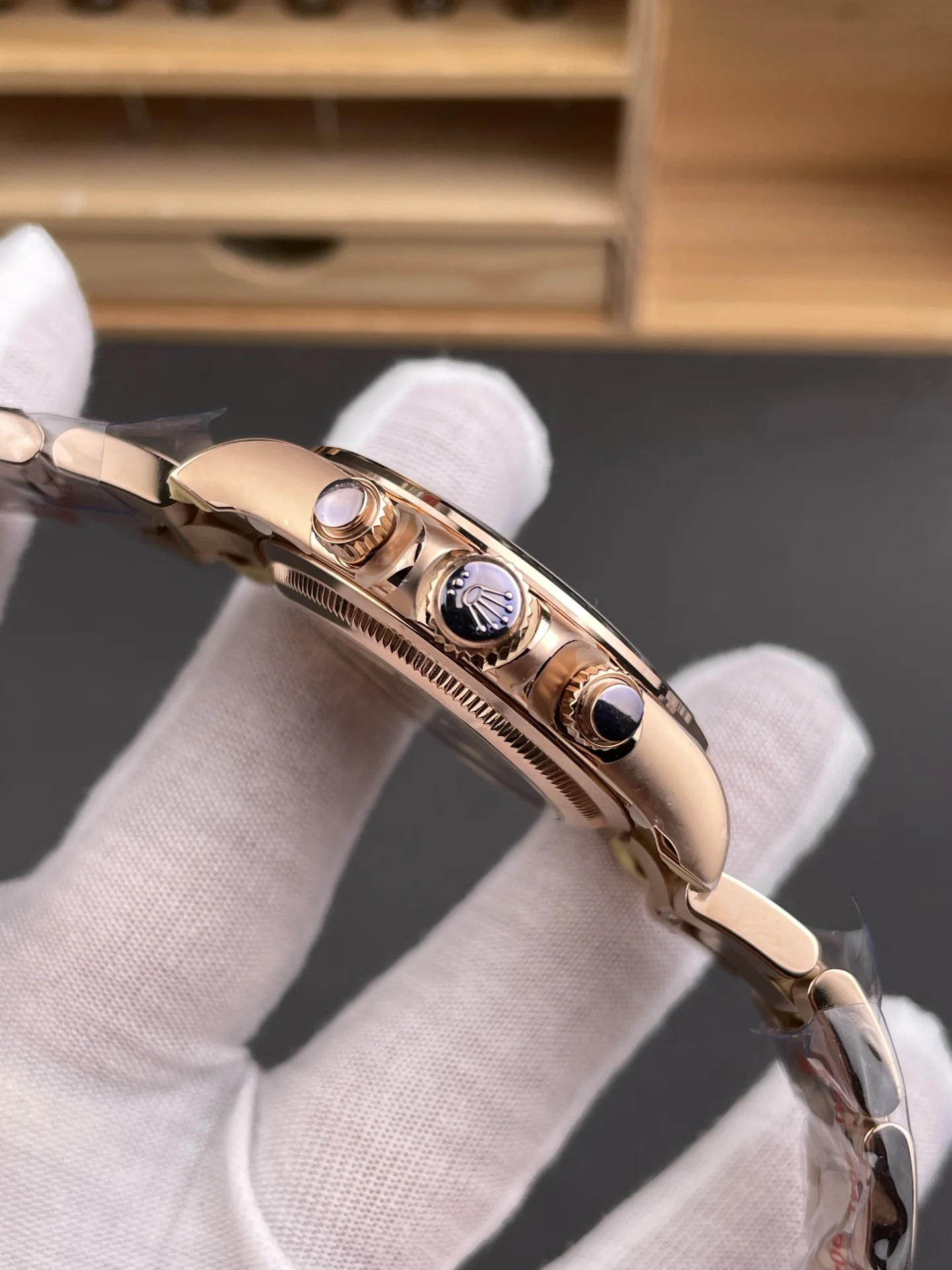 Rolex Daytona Le Mans Rose Gold — photographed off the sweep