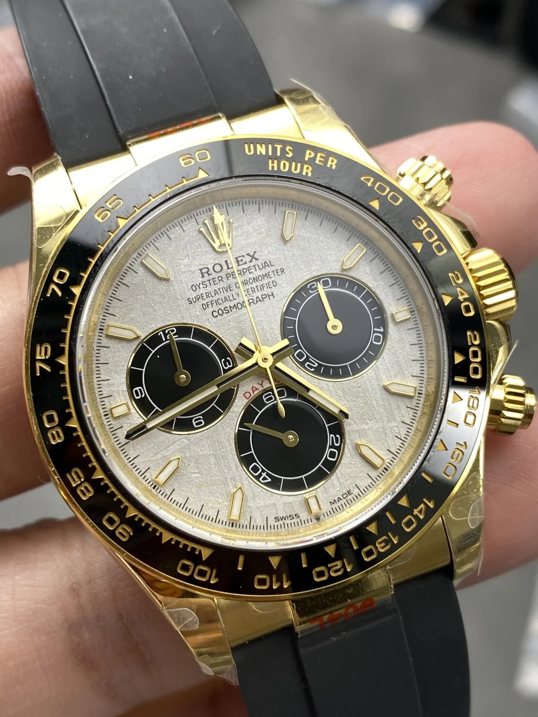 Rolex Daytona Meteorite — photographed off the sweep